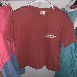 NWOT. Cropped Brick Red Graphic Tee
